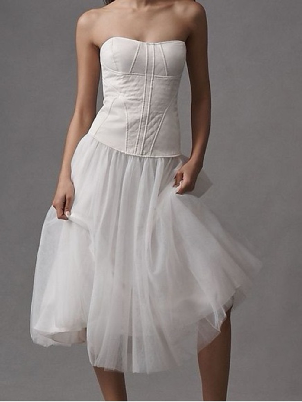 (NWT) BHLDN Strapless A-Line Satin Tulle-Skirt Midi Dress